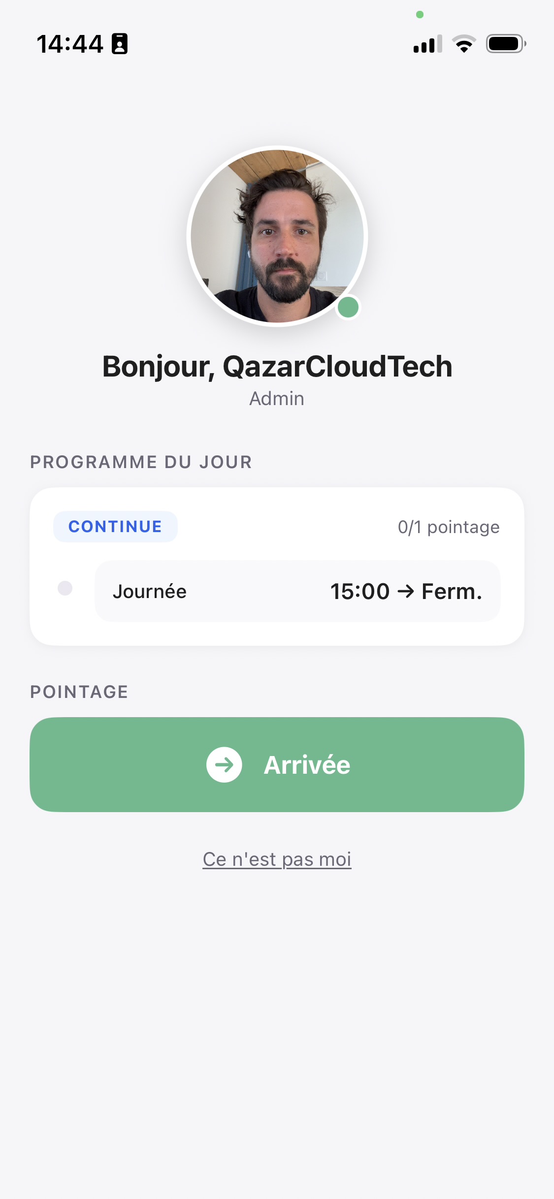 Arrivée salle